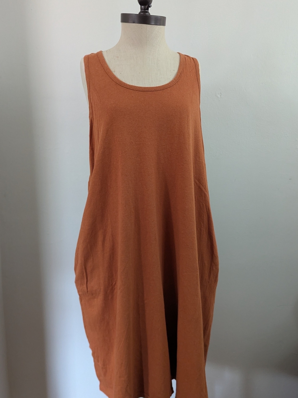 Sleeveless Midi Dress in Warm Rust Orange